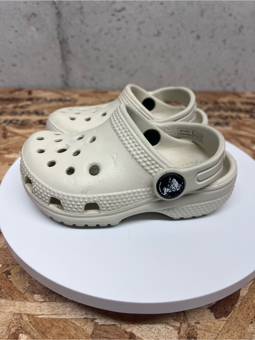 CROCS Kids Cream Classic Clog with Adjustable Heel Strap